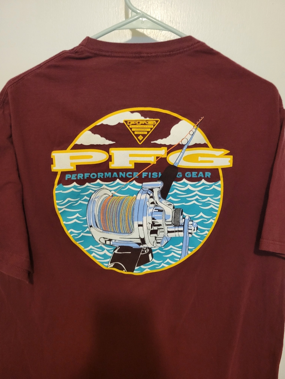 Columbia Maroon Short-Sleeve Performance Fishing Tee